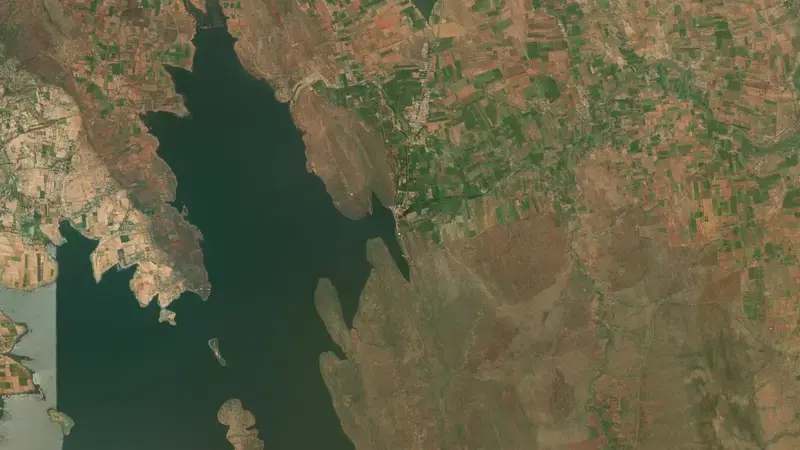 Satellite view of Vani Vilas Sagar reservoir, Andhra Pradesh, India
