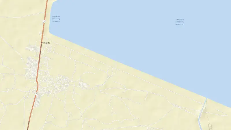 Road map of Velogodu Balancing Reservoir reservoir, Andhra Pradesh, India