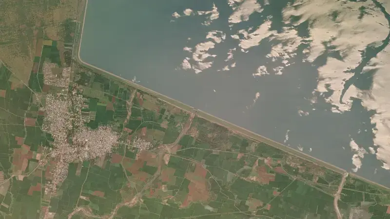 Satellite view of Velogodu Balancing Reservoir reservoir, Andhra Pradesh, India