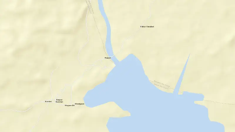 Road map of Waghur Dam reservoir, Maharashtra, India