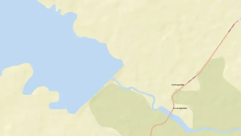 Road map of Yerrakalva Reservoir reservoir, Andhra Pradesh, India