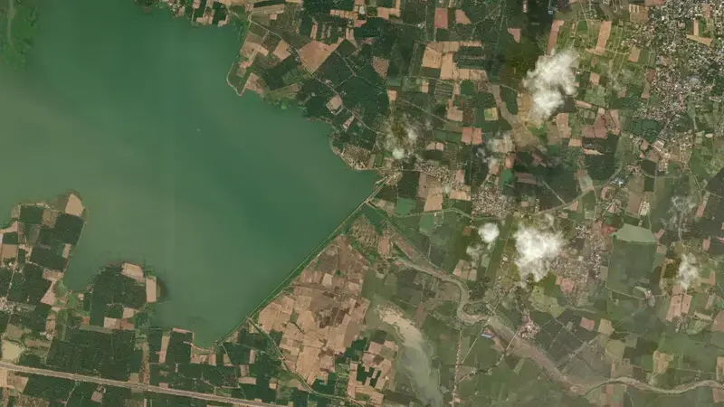 Satellite view of Yerrakalva Reservoir reservoir, Andhra Pradesh, India