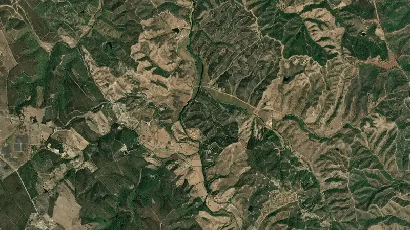 Satellite view of Santa Clara reservoir, Beja, Alentejo, Portugal