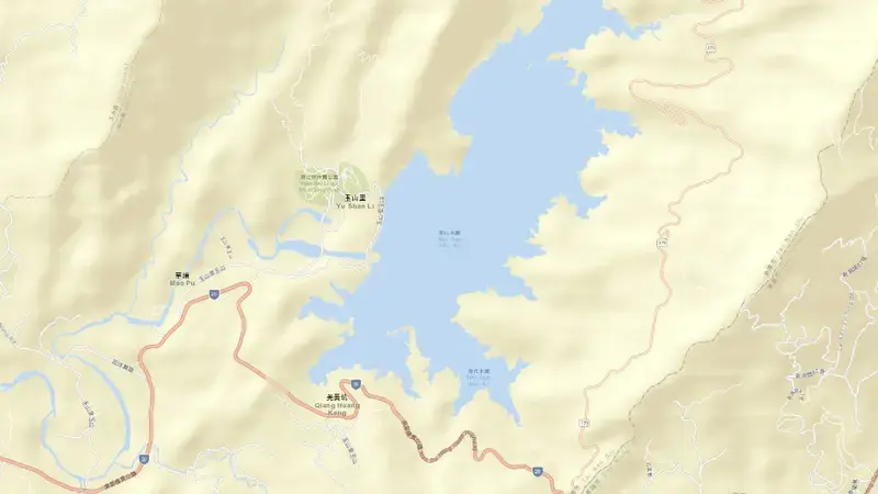 Road map of Nanhua Reservoir reservoir, South, Taiwan