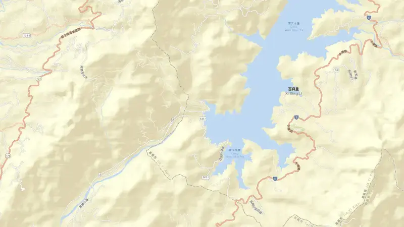 Road map of Zengwen Reservoir reservoir, South, Taiwan