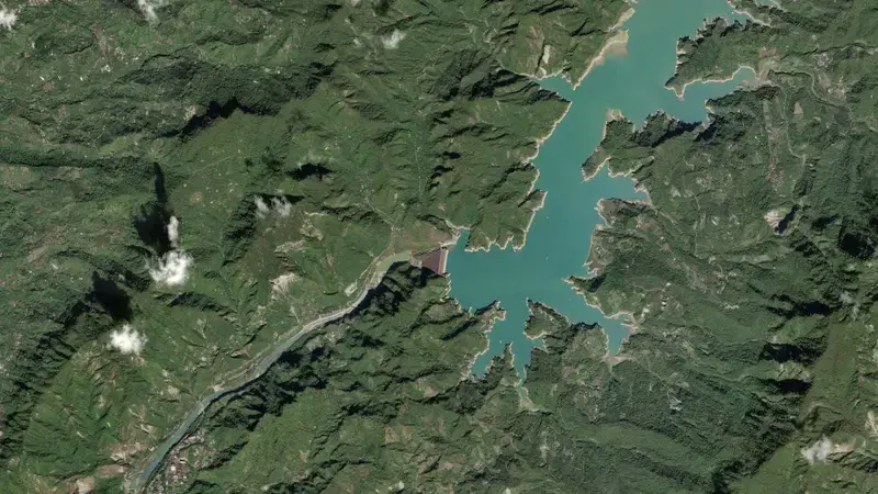 Satellite view of Zengwen Reservoir reservoir, South, Taiwan