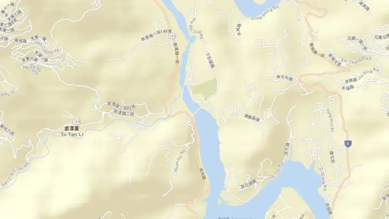 Road map of Zhitan Dam reservoir, North, Taiwan
