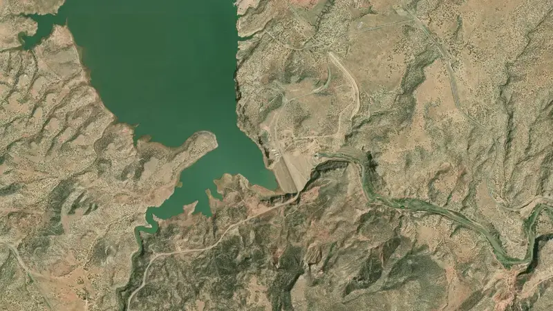 Satellite view of Abiquiu Reservoir reservoir, New Mexico, United States