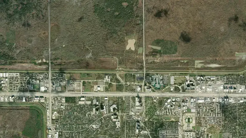 Satellite view of Addicks Reservoir reservoir, Texas, United States