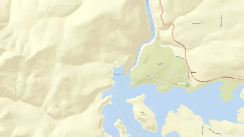 Road map of Alder Reservoir reservoir, Washington, United States