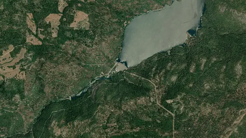 Satellite view of BEARDSLEY LAKE reservoir, California, United States