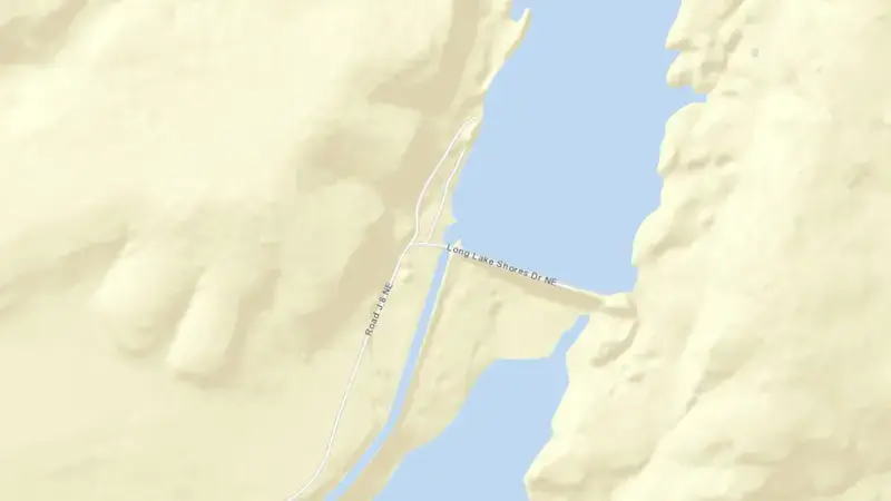 Road map of Billy Clapp Lake and Pinto Dam reservoir, Washington, United States