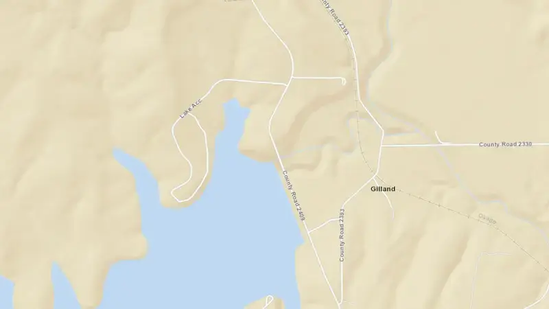 Road map of Birch Lake reservoir, Oklahoma, United States