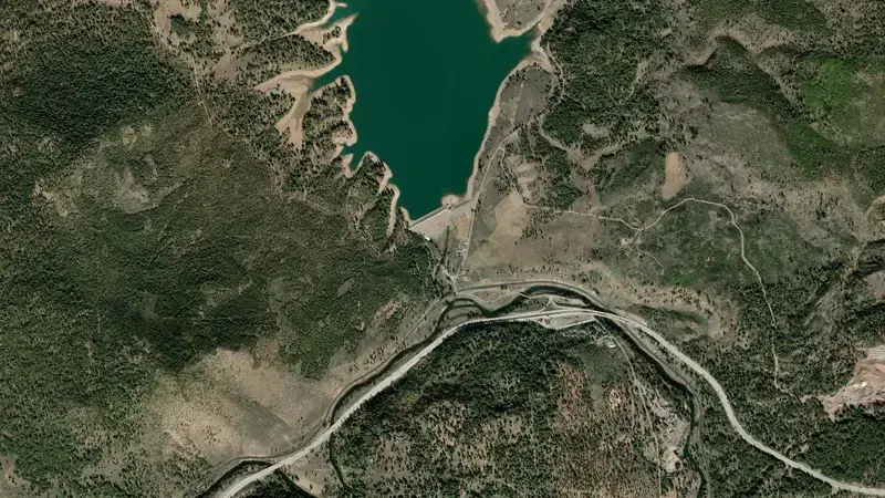 Satellite view of BOCA RESERVOIR reservoir, California, United States