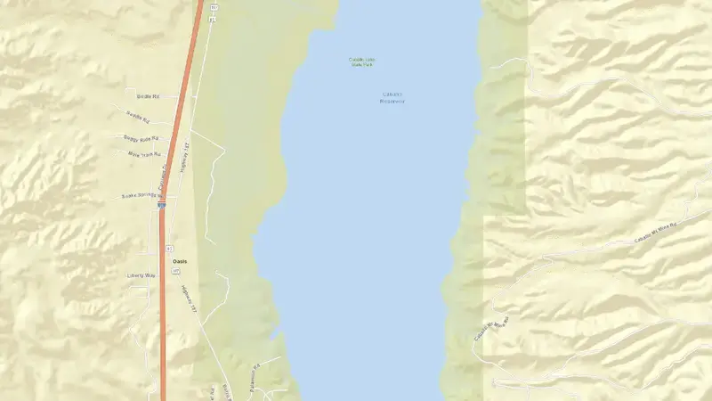 Road map of Caballo Reservoir and Dam reservoir, New Mexico, United States