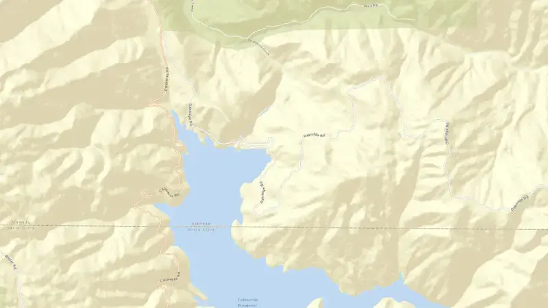 Road map of CALAVERAS reservoir, California, United States