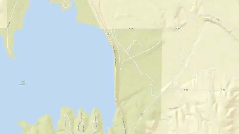 Road map of Cedar Bluff Reservoir reservoir, Kansas, United States