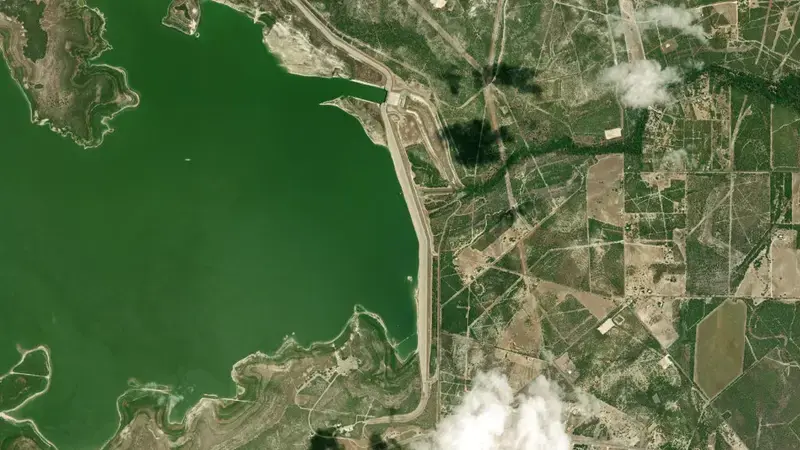 Satellite view of Choke Canyon Reservoir reservoir, Texas, United States
