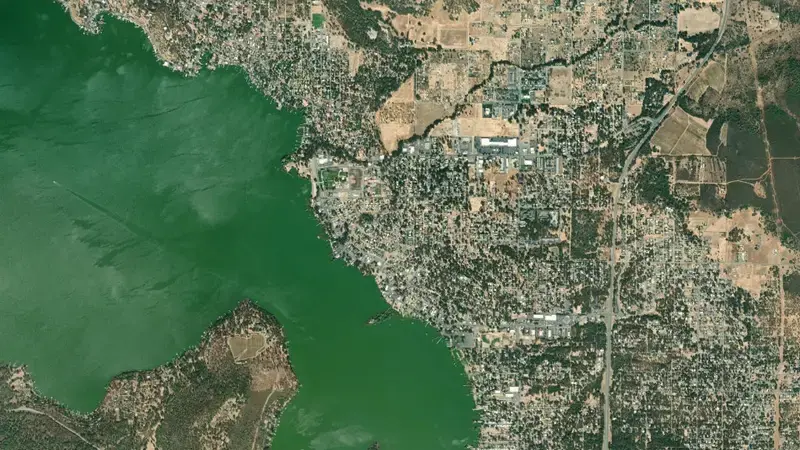 Satellite view of CLEAR LK - CACHE CREEK reservoir, California, United States