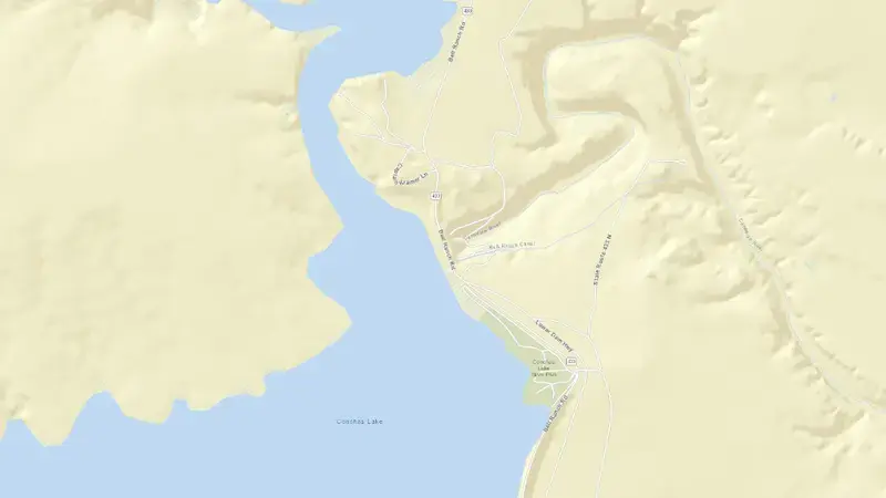 Road map of Conchas Lake reservoir, New Mexico, United States