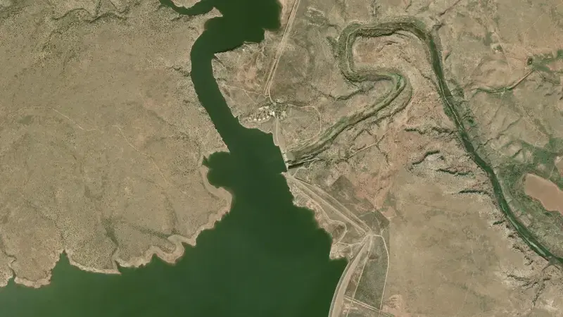 Satellite view of Conchas Lake reservoir, New Mexico, United States