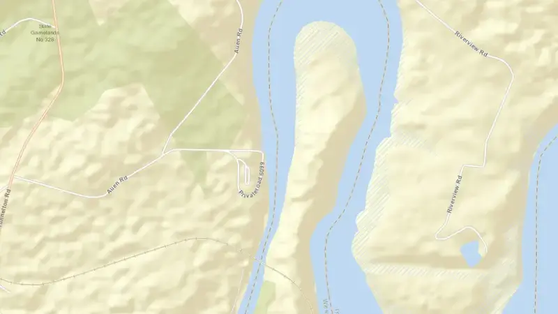 Road map of Conemaugh River Lake, PA reservoir, Pennsylvania, United States