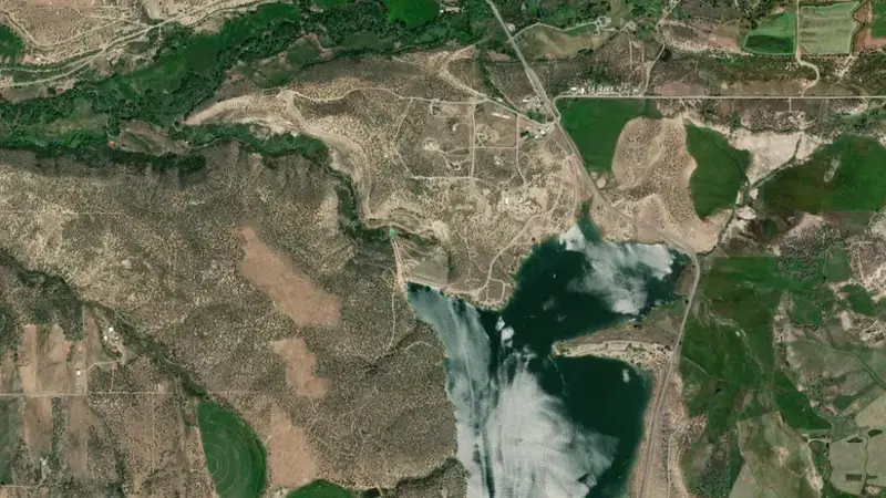Satellite view of Crawford Reservoir reservoir, Colorado, United States