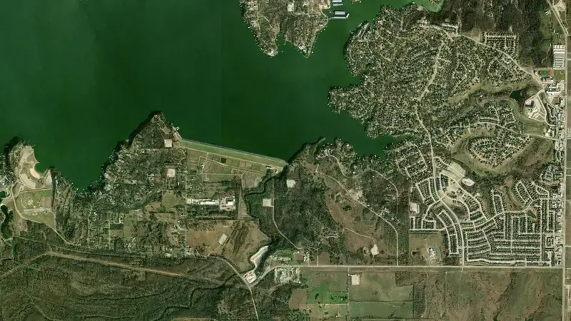 Satellite view of Eagle Mountain Lake reservoir, Texas, United States