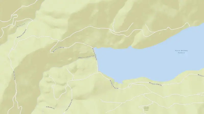 Road map of FRENCH MEADOWS reservoir, California, United States