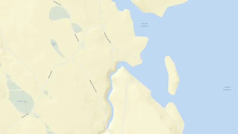 Road map of Gerber Reservoir and Dam reservoir, Oregon, United States