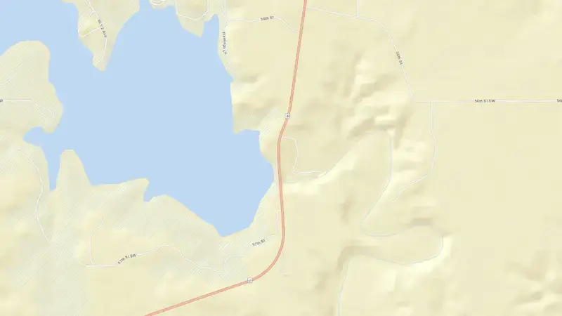 Road map of Heart Butte Dam & Reservoir reservoir, North Dakota, United States