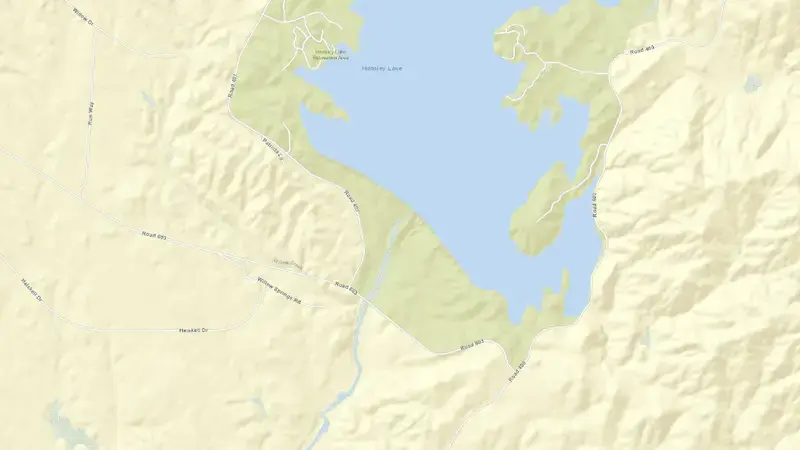 Road map of HIDDEN DAM (HENSLEY) reservoir, California, United States