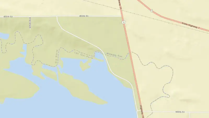 Road map of Highway 75 Dam reservoir, Minnesota, United States