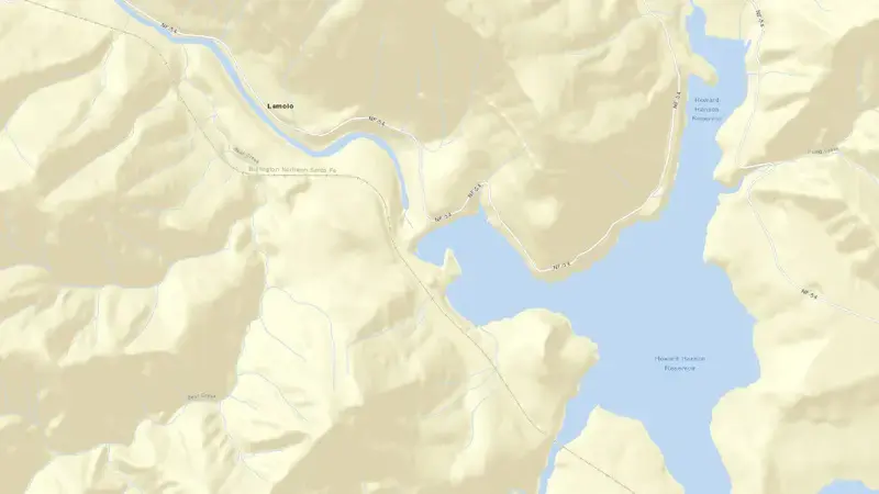 Road map of Howard A. Hanson Reservoir reservoir, Washington, United States