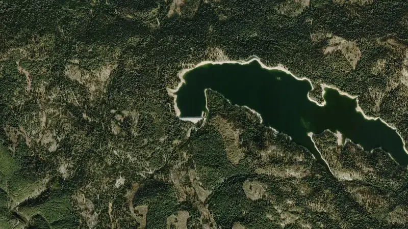 Satellite view of ICE HOUSE reservoir, California, United States