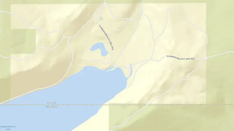 Road map of INDEPENDENCE LAKE NEAR TRUCKEE reservoir, California, United States