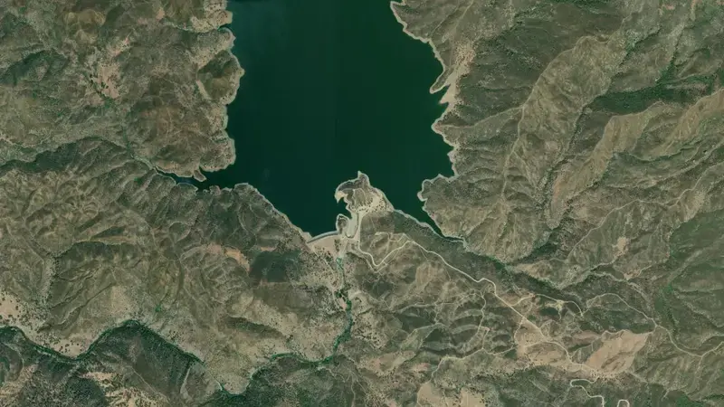 Satellite view of INDIAN VALLEY reservoir, California, United States