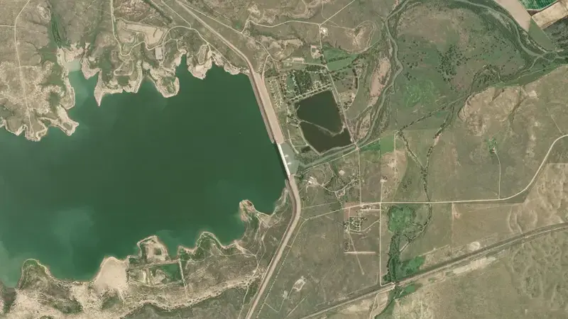 Satellite view of John Martin Reservoir reservoir, Colorado, United States