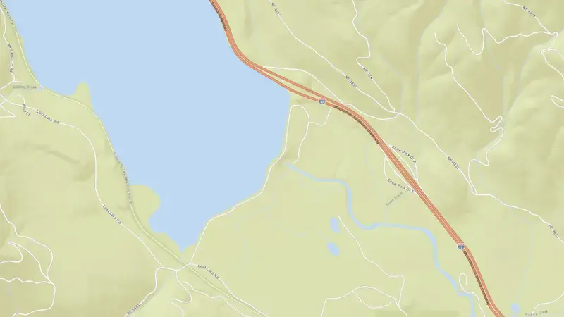 Road map of Keechelus Lake and Dam reservoir, Washington, United States