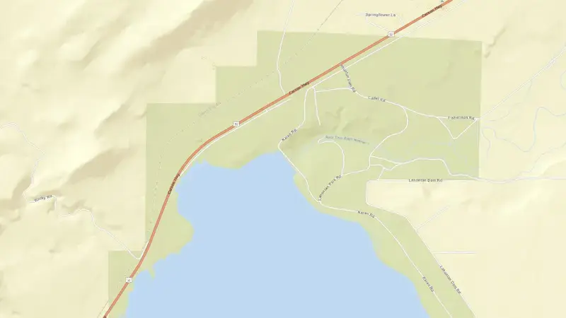 Road map of Lahontan Reservoir reservoir, Nevada, United States