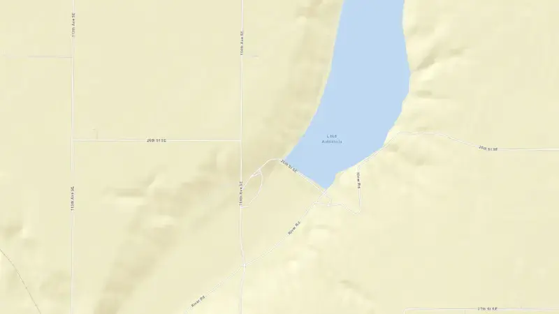 Road map of Lake Ashtabula reservoir, North Dakota, United States