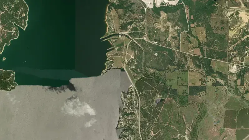 Satellite view of Lake Bridgeport reservoir, Texas, United States