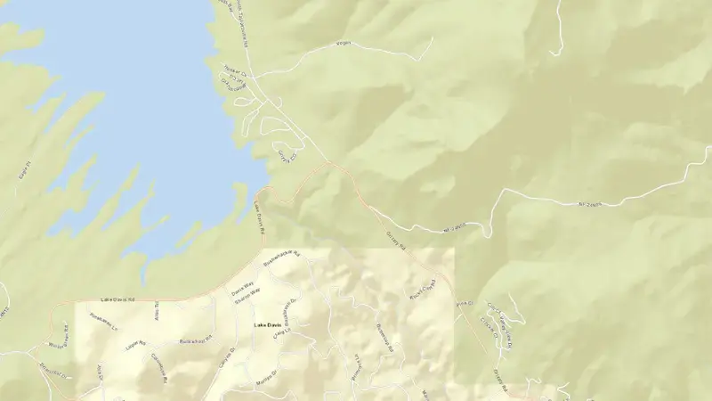Road map of LAKE DAVIS reservoir, California, United States