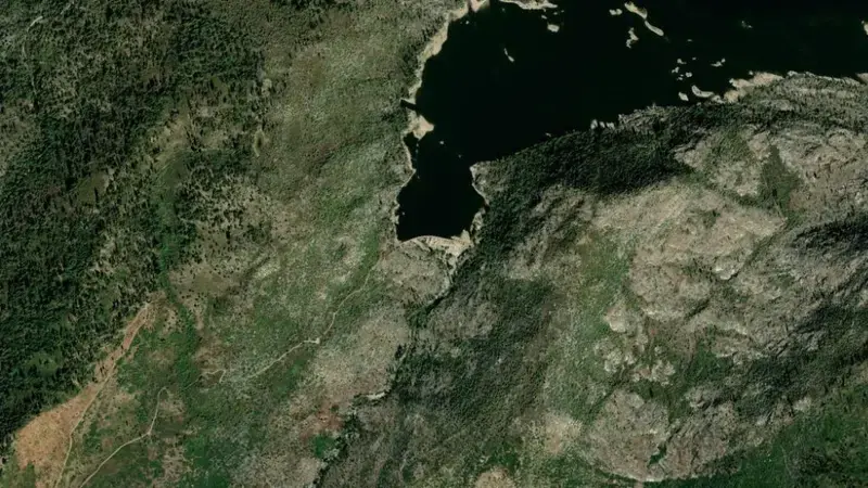 Satellite view of LAKE ELEANOR reservoir, California, United States