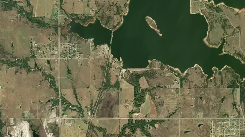 Satellite view of Lake Ellsworth reservoir, Oklahoma, United States