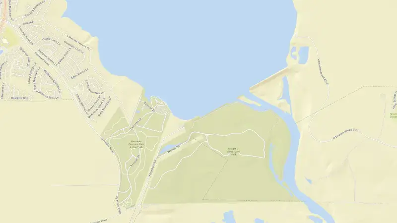 Road map of Lake Houston reservoir, Texas, United States