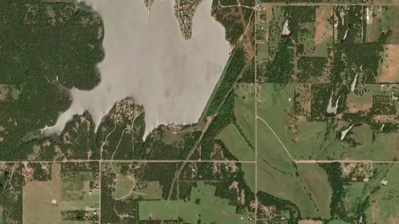 Satellite view of Lake Humphreys reservoir, Oklahoma, United States