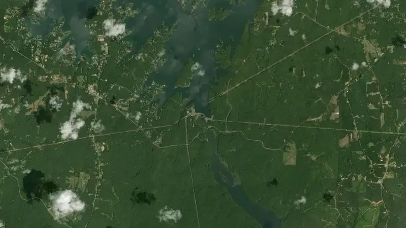 Satellite view of Lake Martin (APC) reservoir, Alabama, United States