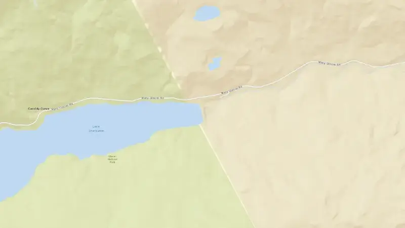 Road map of Lake Sherburne reservoir, Montana, United States