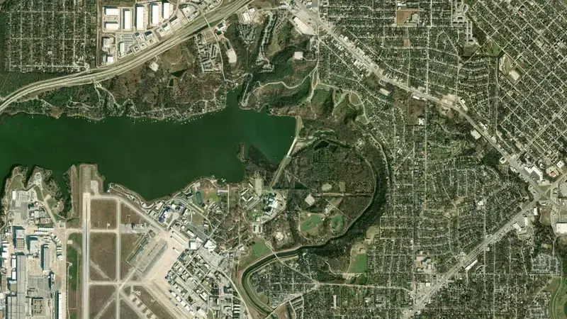 Satellite view of Lake Worth reservoir, Texas, United States